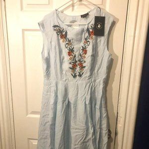 Bright and Beautiful (Collectif) Astrid Folk Floral Embroidered Dress NWT